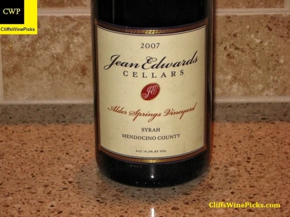 2007 Jean Edwards Cellars Syrah Alder Springs Vineyard Mendocino County