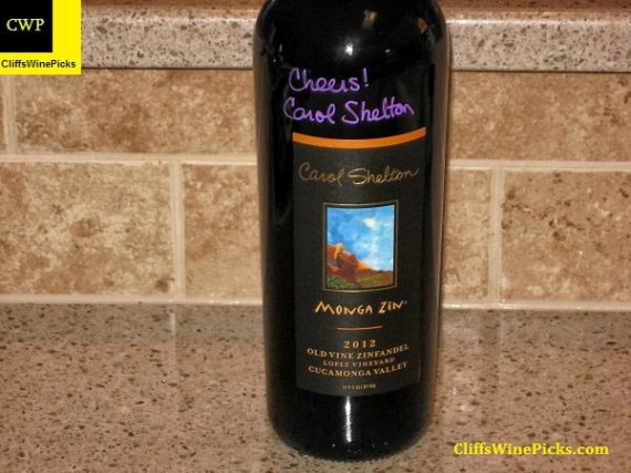2012 Carol Shelton Wines Zinfandel Monga Zin Lopez Vineyard